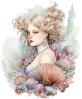 AI generated Watercolor beautiful mermaid design png