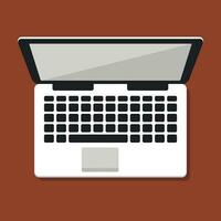 Laptop computer icon top view isolated on brown background, Vector illustration