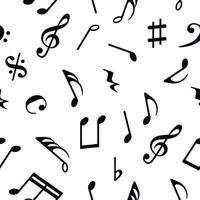 Music notes seamless pattern on white background. Vector illustration