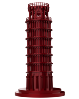 inclinado torre do pisa fechar-se cena isolado em fundo. 3d Renderização - ilustração png