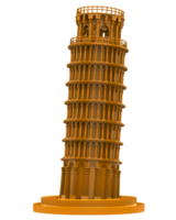 inclinado torre do pisa fechar-se cena isolado em fundo. 3d Renderização - ilustração png