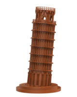 inclinado torre do pisa fechar-se cena isolado em fundo. 3d Renderização - ilustração png