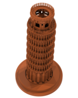 leunend toren van Pisa detailopname tafereel geïsoleerd Aan achtergrond. 3d renderen - illustratie png