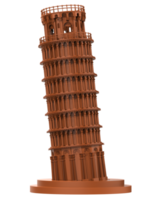 Leaning Tower of Pisa close-up scene isolated on background. 3d rendering - illustration png