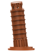 pendente Torre di pisa avvicinamento scena isolato su sfondo. 3d interpretazione - illustrazione png