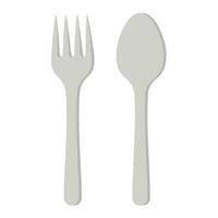 A spoon and a fork in flat style isolated on white background. Vector