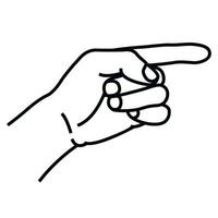 Hand pointer. Hand showing one finger or counting one. Gesture hand of a human forefinger. Vector illustration