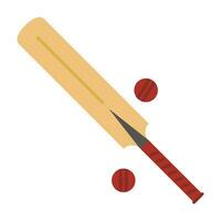 Wood cricket bat and balls icon. Vector Illustration on isolated white background.