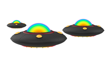 UFO close-up scene isolated on background. 3d rendering - illustration png