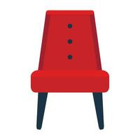 Red armchair icon for your design. Retro soft upholstery chair, comfortable seat, lobby, lounge room, living vector