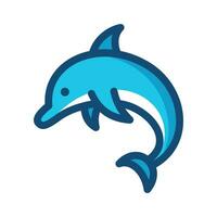 Dolphin line blue icon. Aquatic sea mammal, marine animal. Vector illustration