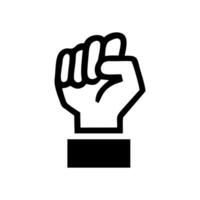 Raised fist icon symbol of victory, strength and solidarity. Empower, courage, strong, power concept. Human hand up in the air. Vector illustration
