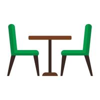 Dining table and chairs for two people. Vector illustration in flat style isolated on white background