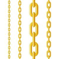 Metal golden chain set seamless pattern isolated on white background. vector