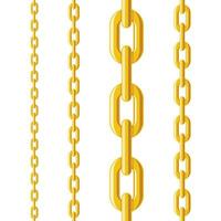 Metal golden chain set seamless pattern isolated on white background. vector