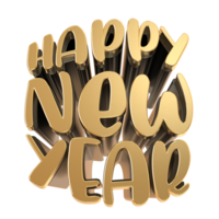 3d happy new year text on transparent background png