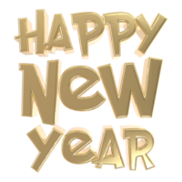 3d happy new year text on transparent background png