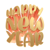 3d happy new year text on transparent background png