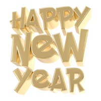 3d happy new year text on transparent background png