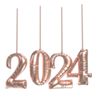 feliz Novo ano número 2024 3d render png