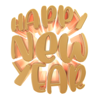 3d happy new year text on transparent background png