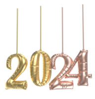 contento nuovo anno numero 2024 3d rendere png