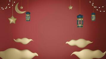 3D red background ramadhan and idul fitri with blank space, suitable for product promotion video