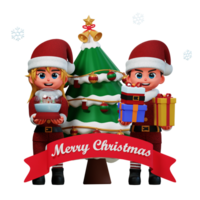 3D Character Christmas Couple Illustration png