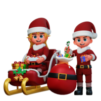 3D Character Christmas Couple Illustration png