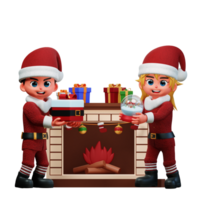 3D Character Christmas Couple Illustration png