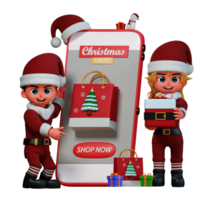 3D Character Christmas Couple Illustration png