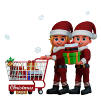 3d personnage Noël couple illustration png