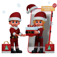 3d personnage Noël couple illustration png