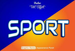 sport text effect with blue graphic style and editable. vector