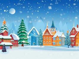 AI Generated  winter town background landscape illustration photo