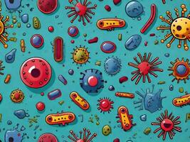 AI Generated bacteria and viruses, scientific concept, microbiome photo