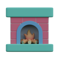 3d illustration of christmas fireplace icon png