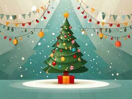 AI Generated Illustration creative of Christmas tree star and gift box photo