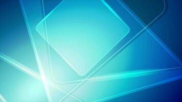 Abstract bright blue shiny geometric tech video animation