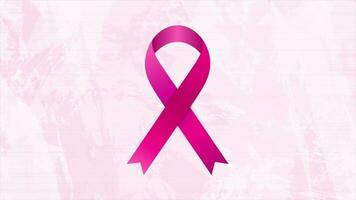 Breast cancer awareness month. Grunge circles and pink ribbon tape motion design video