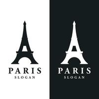 French eiffel tower building and high tower Logo template design.With editable vector illustration.