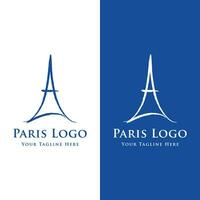 French eiffel tower building and high tower Logo template design.With editable vector illustration.