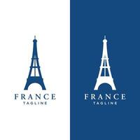 French eiffel tower building and high tower Logo template design.With editable vector illustration.