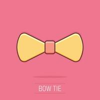 Vector cartoon Bow tie icon in comic style. Necktie sign illustration pictogram. Bow tie business splash effect concept.