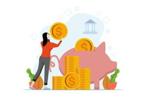 Concept of investment, growth, funds, finance and accounting, trading, financial growth, Characters analyzing investment, financial success and money growth. flat design vector illustration.