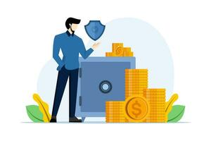 Concept of investment, growth, funds, finance and accounting, trading, financial growth, Characters analyzing investment, financial success and money growth. flat design vector illustration.