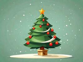 AI Generated Illustration creative of Christmas tree star and gift box photo