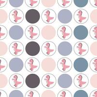 Seamless pattern with cute dinosaurs and geometric shapes on white background. Childrens colorful print on fabric, textile, wallpaper,postcards. Vector