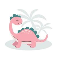 Cute dinosaur in flat style isolated on white background. Vector illustration