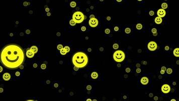 néon Jaune smiley visage emoji mouvement Contexte transition video